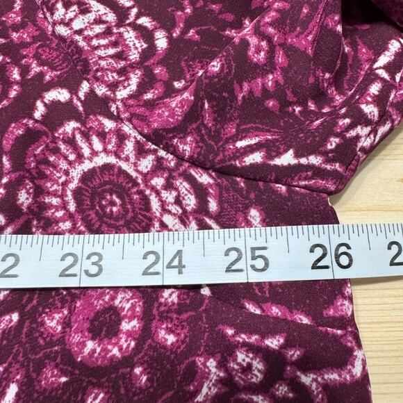 NYDJ Top Women 1X Purple Floral Hidden Button Up 3/4 Sleeve Notch V-Neck Boho - Picture 16 of 16